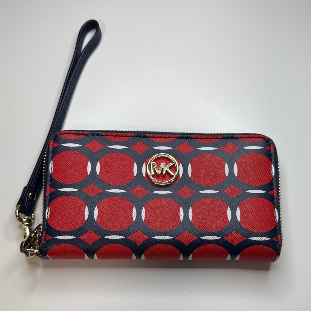 Michael Kors Red and Navy Wristlet